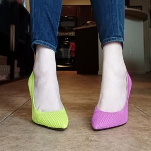 Mismatched Neon pumps